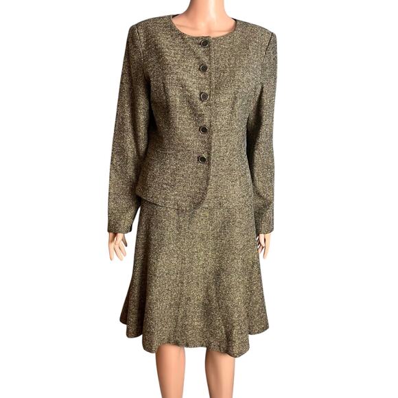 Talbots Tweed Skirt Suit 12 Y2K Career Academia Church Dinner Date Old Money - Picture 1 of 6